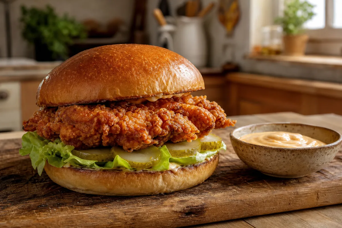 Burger poulet maison : pané croustillant, cuisson et sauce